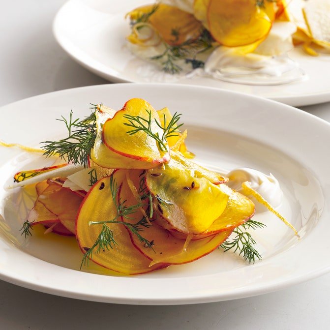 Golden Beet and Jicama Salad with Crème Fraîche